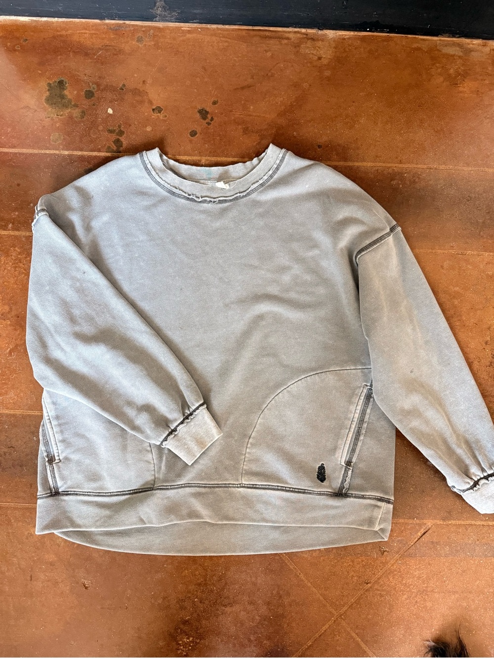 FP Movement by Free People Washed Light Gray Crewneck Sweater